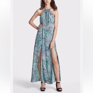 LOVERS + FRIENDS Dress Size S Smokin Hot Halter Maxi Snake Animal Prom Sexy‎